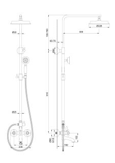 Душевая стойка Wonzon & Woghand Retro WW-88739020-MB чёрный матовый